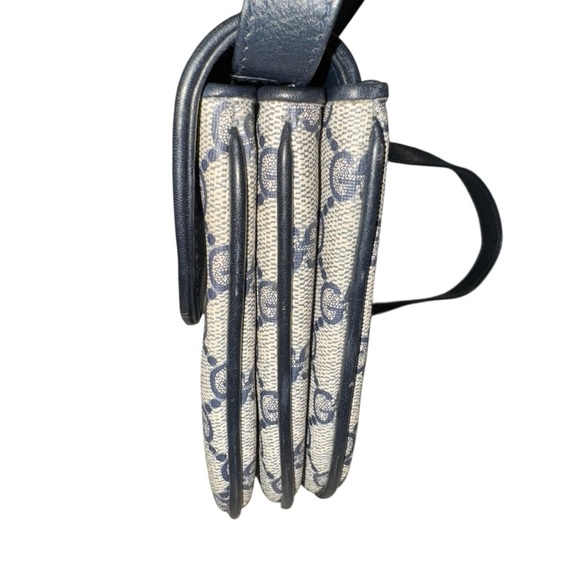 Vintage Gucci GG Monogram Shoulder Bag Navy Leather Trim | Unused 1970s - Picture 4 of 14